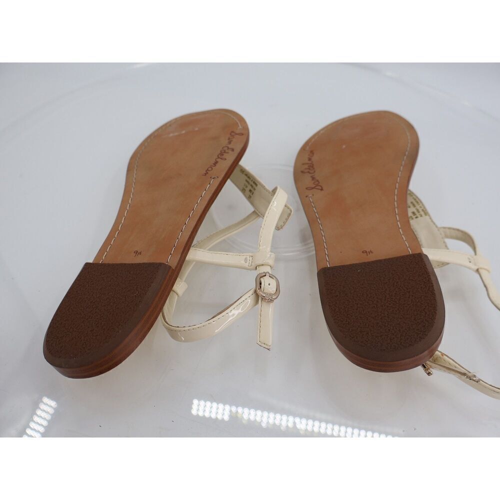 Sam Edelman Women Gigi Patent Slingback Thong Sandals Size 9.5M Ivory Flats - Picture 5 of 10
